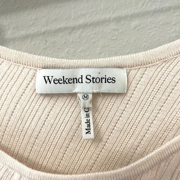 Weekend Stories Keane Ivory Knit Fitted Wool Blend Long Sleeve Dress Size M - Picture 3 of 10